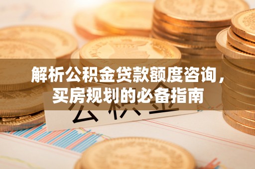集安解析公积金贷款额度咨询，买房规划的必备指南