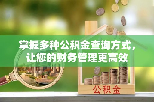集安掌握多种公积金查询方式，让您的财务管理更高效